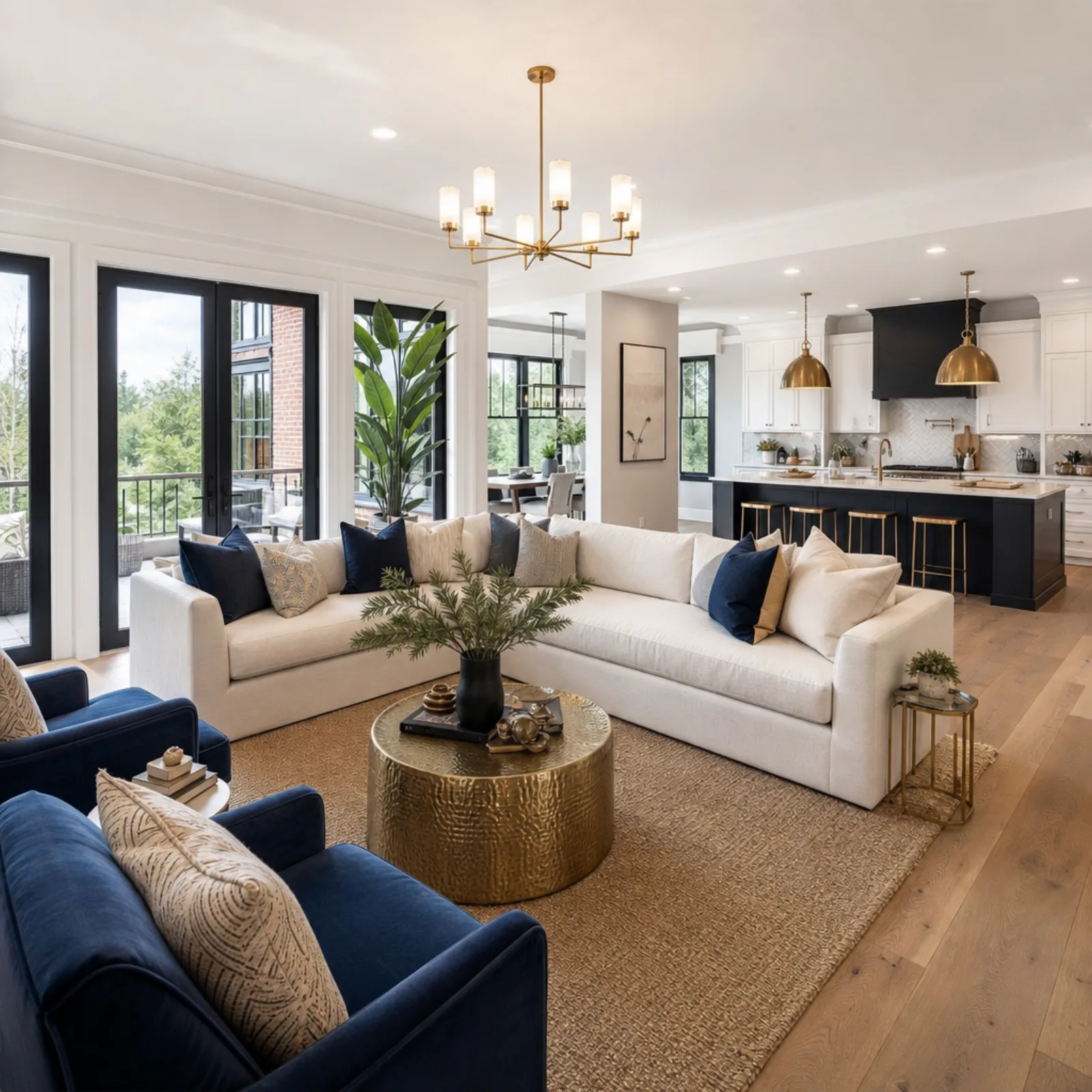 Professionally staged Alpharetta GA living room ready for listing photos