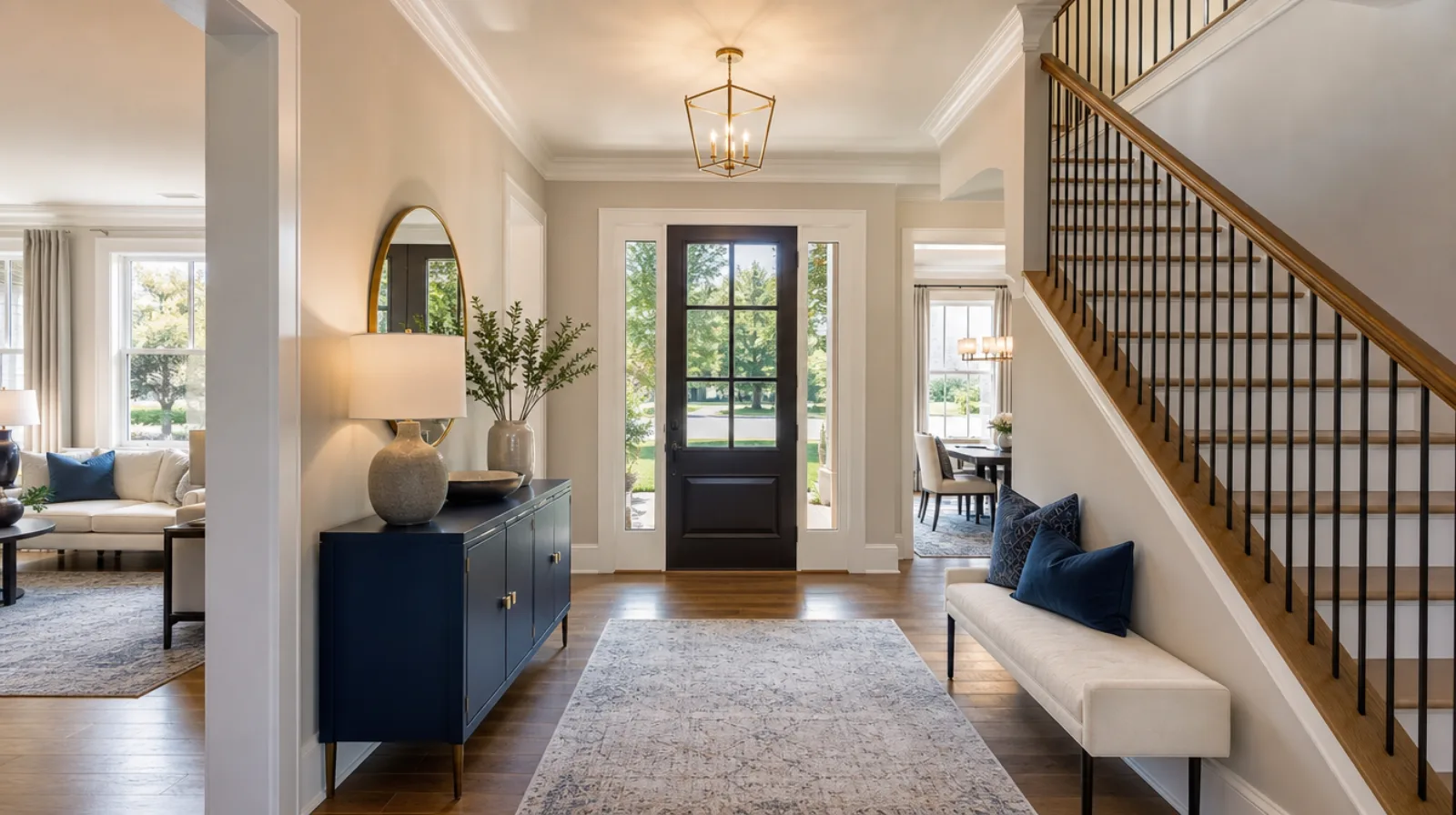 Staged living room in a Sandy Springs, GA listing