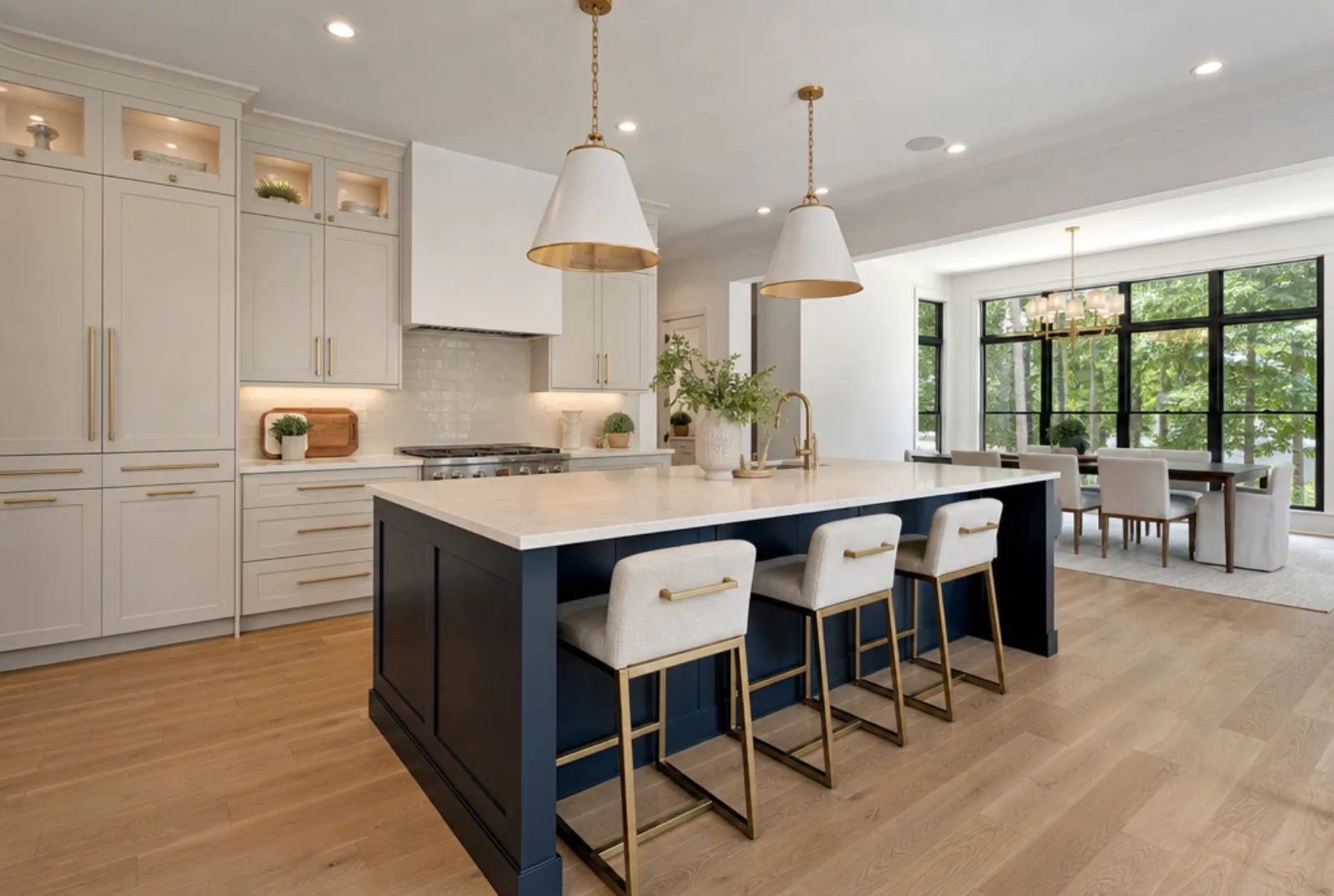 Bright modern kitchen staged in a Metro Atlanta listing