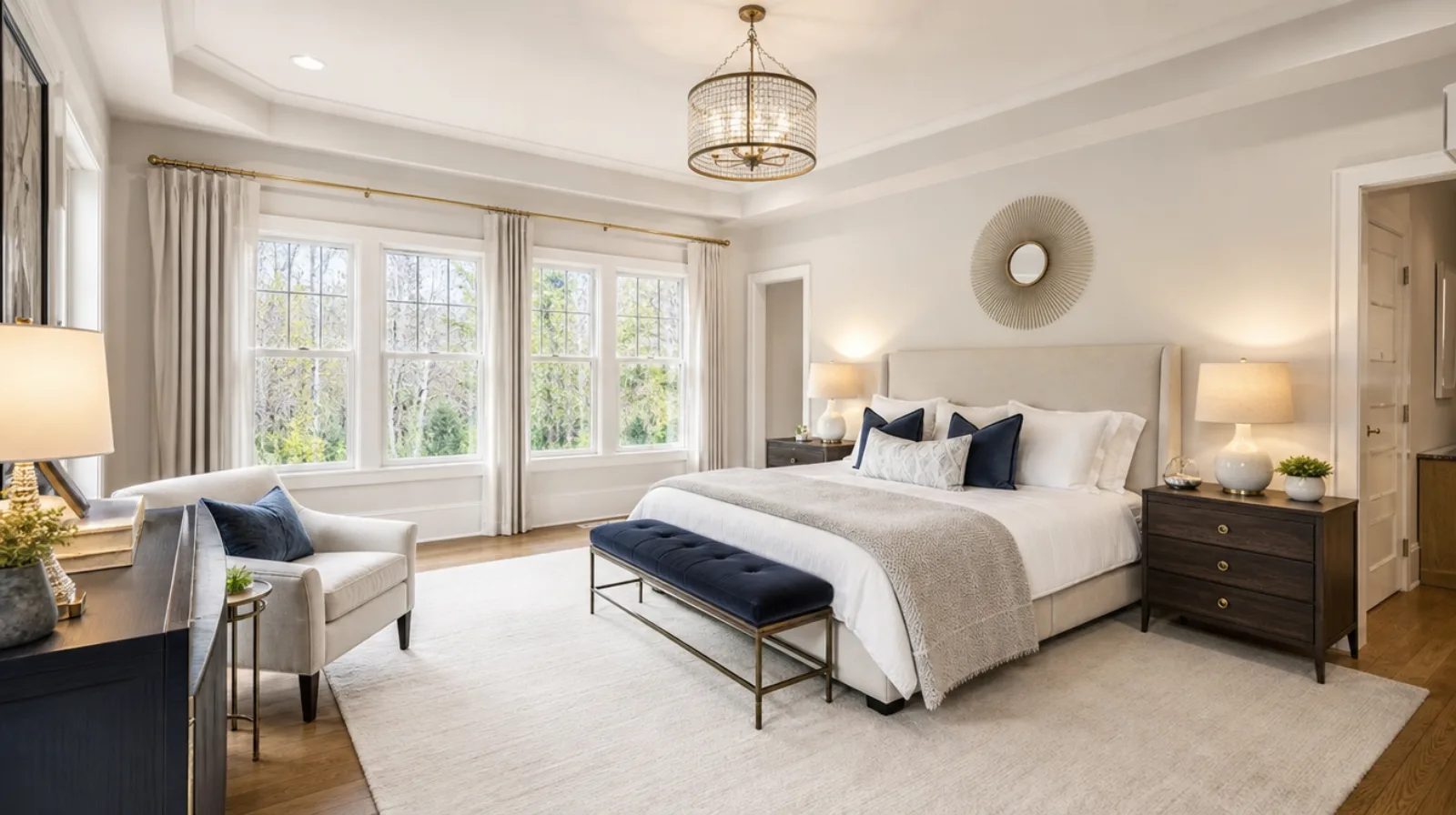 Professionally staged living room in a Marietta listing