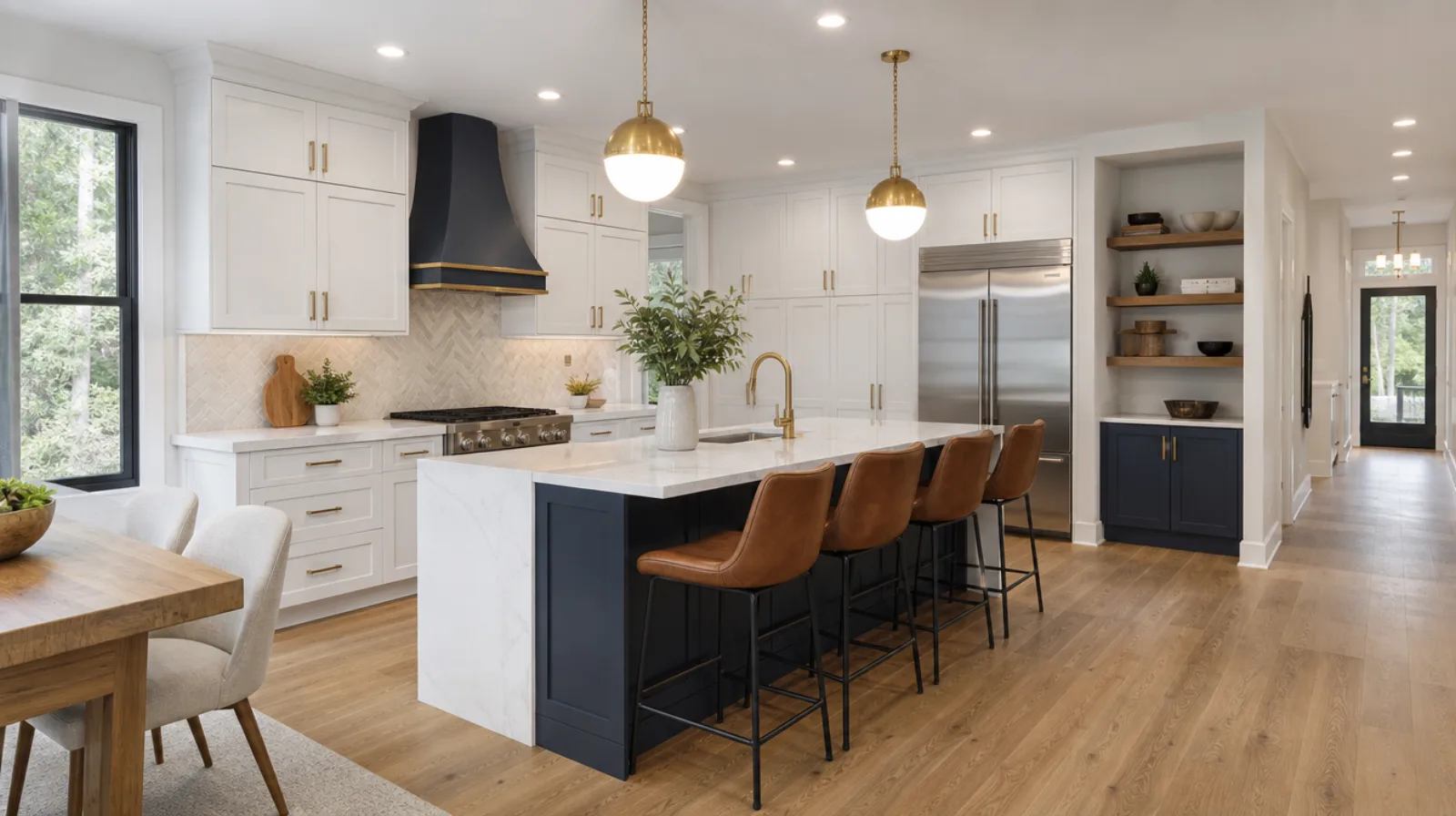 Tree-lined Marietta street in a Cobb County selling market