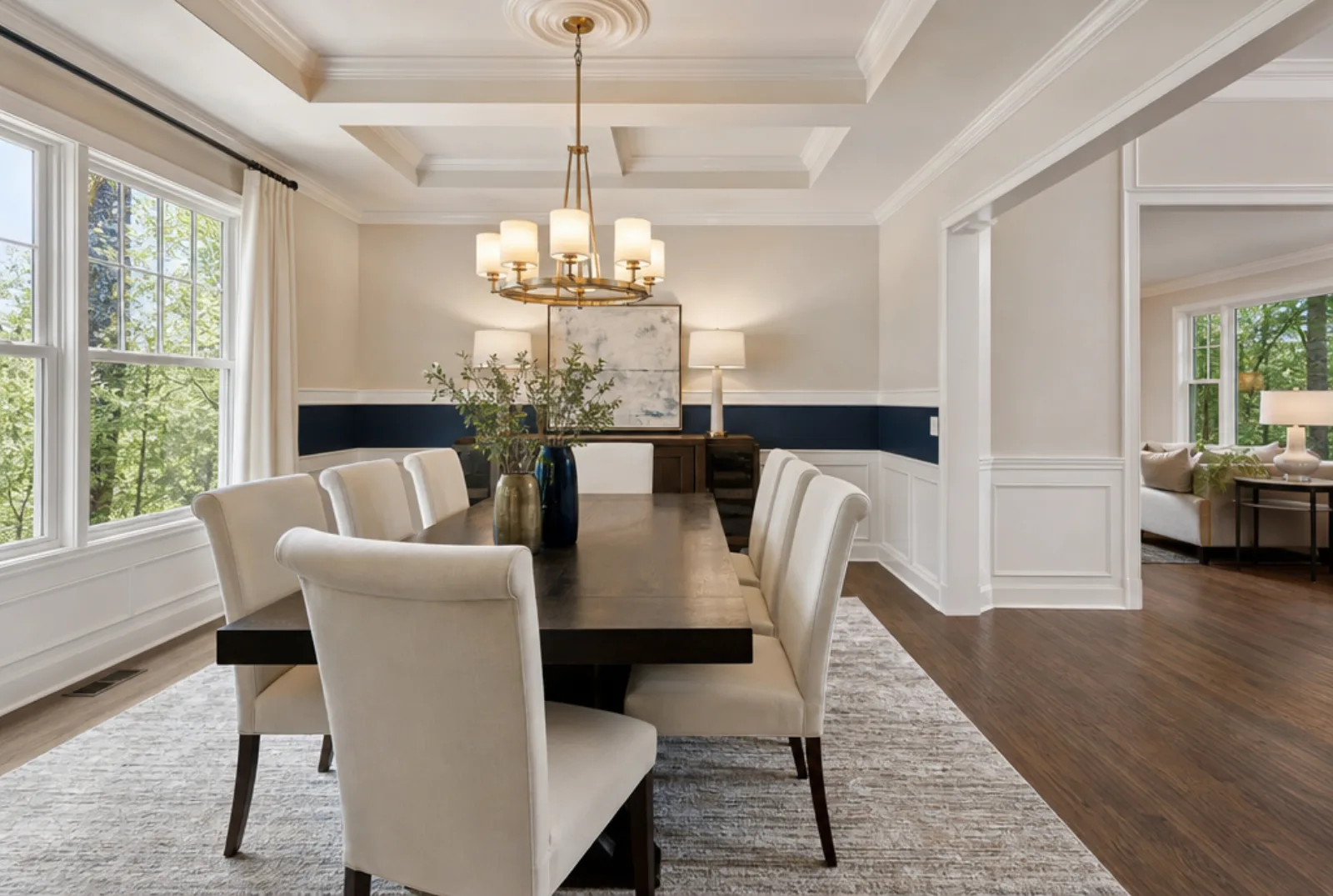 Professionally staged living room in a Marietta listing