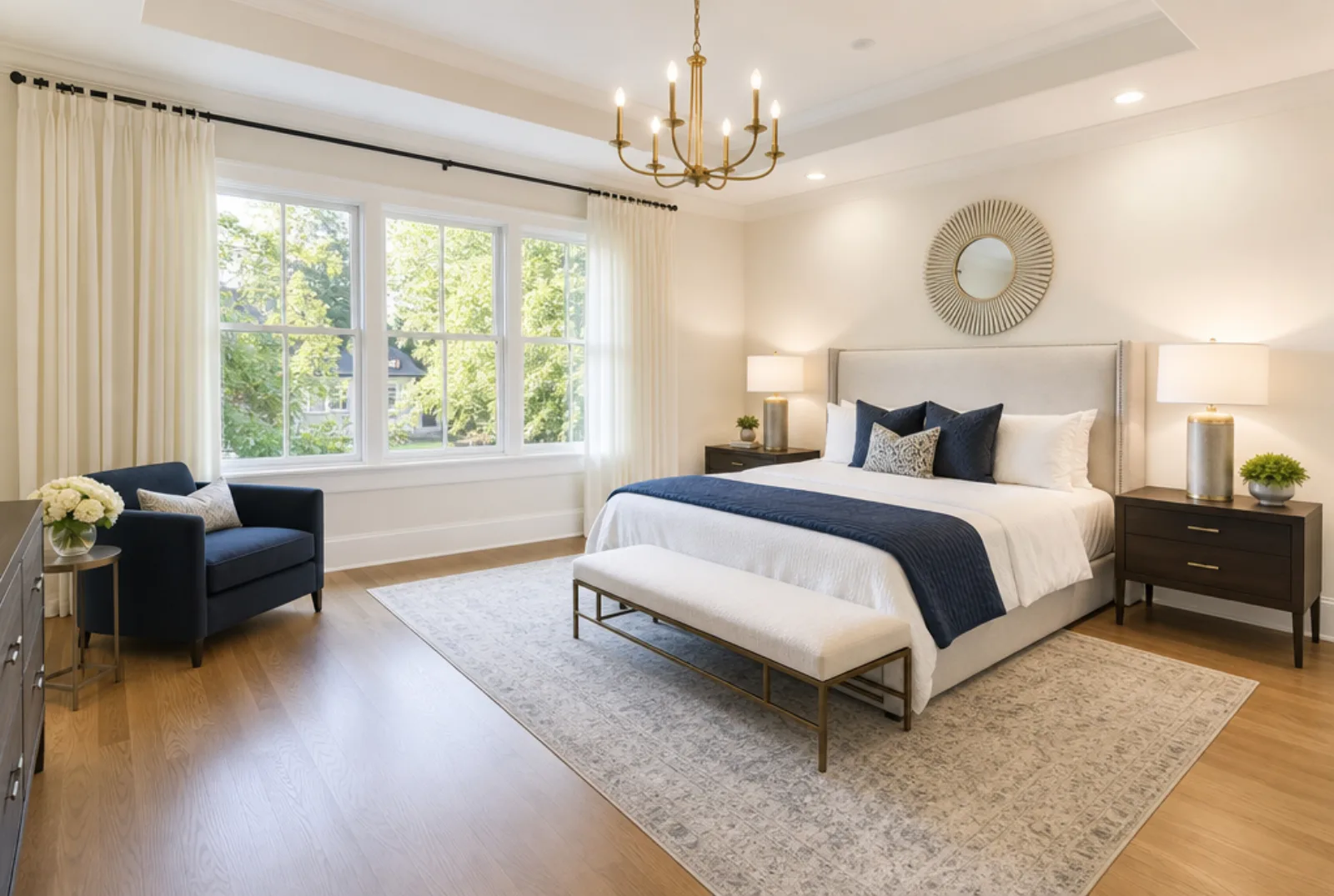 Professionally staged living room in a Marietta listing