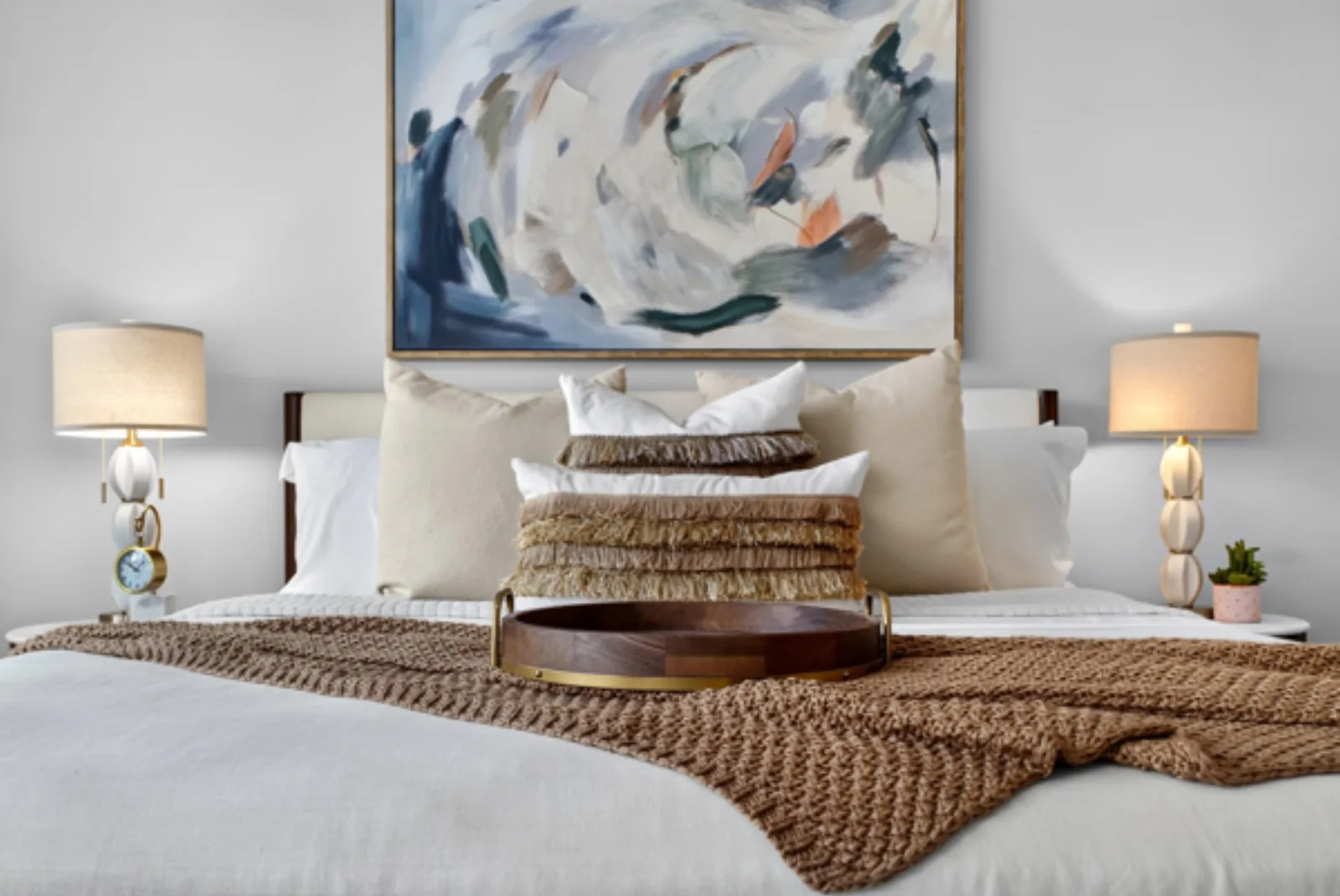 Staged model-home bedroom detail