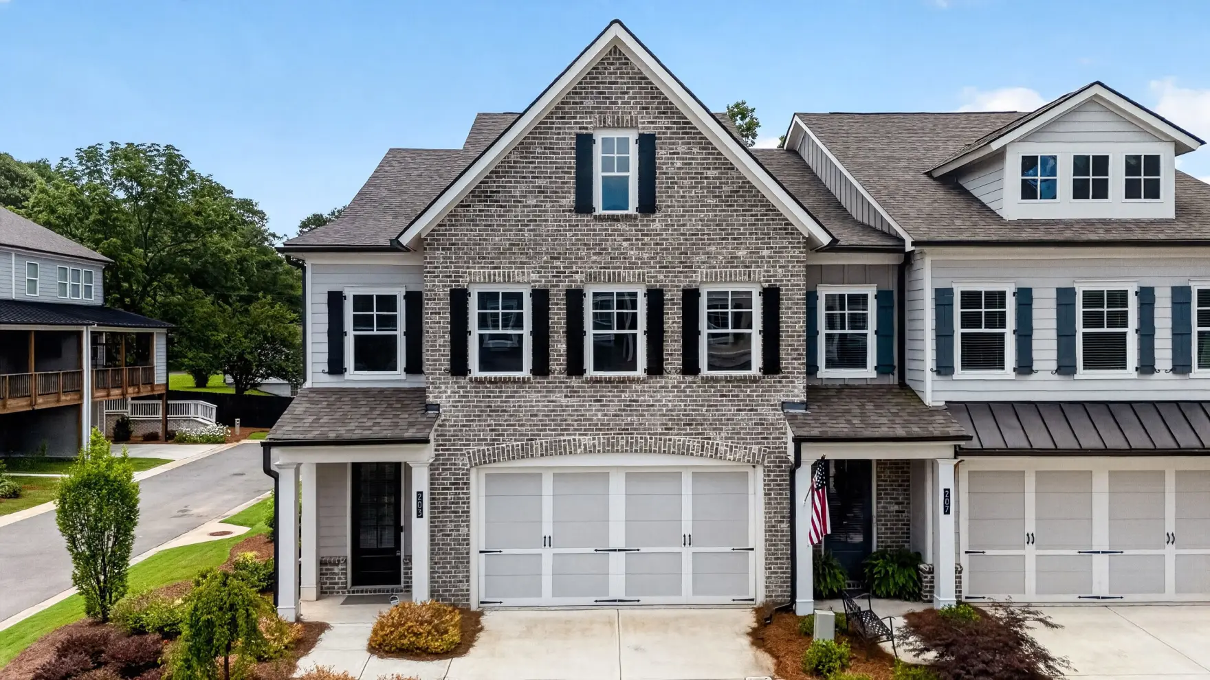 Staged townhome exterior in Buckhead