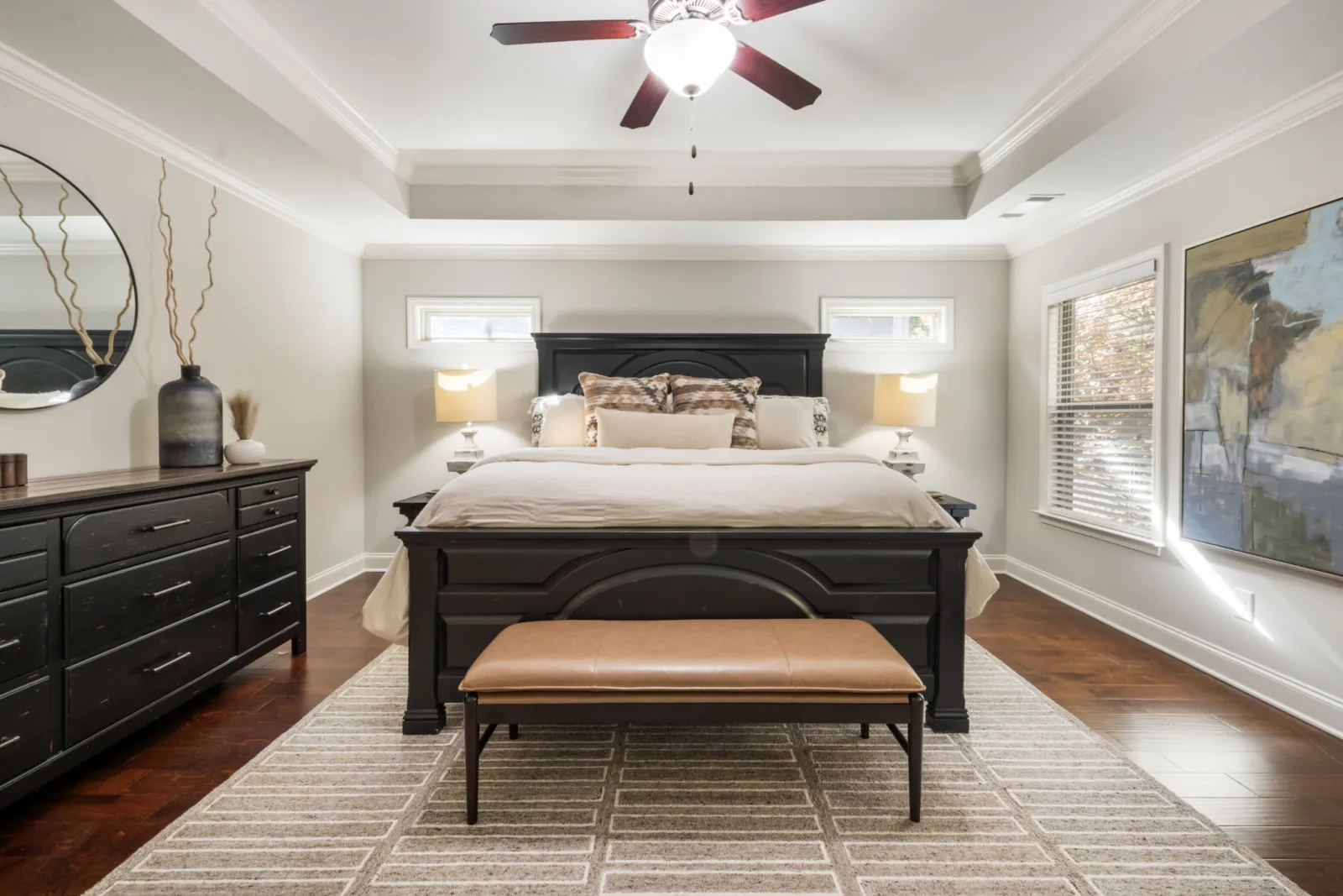 Staged primary bedroom
