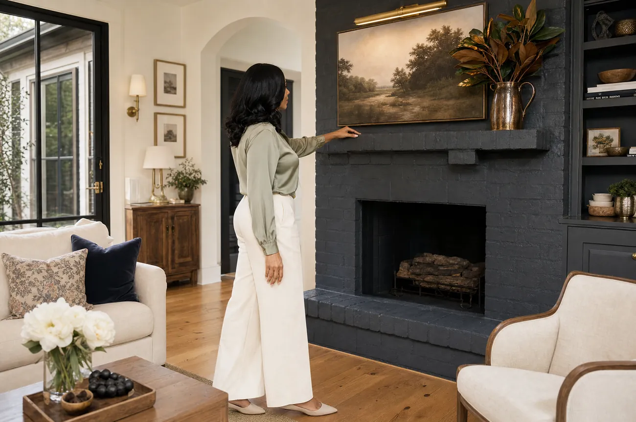 Fully staged living room in a previously vacant Metro Atlanta listing